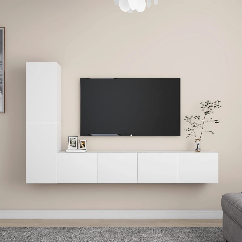 Ensemble de meubles TV 4 pcs Blanc Bois d'ingénierie - XIOS