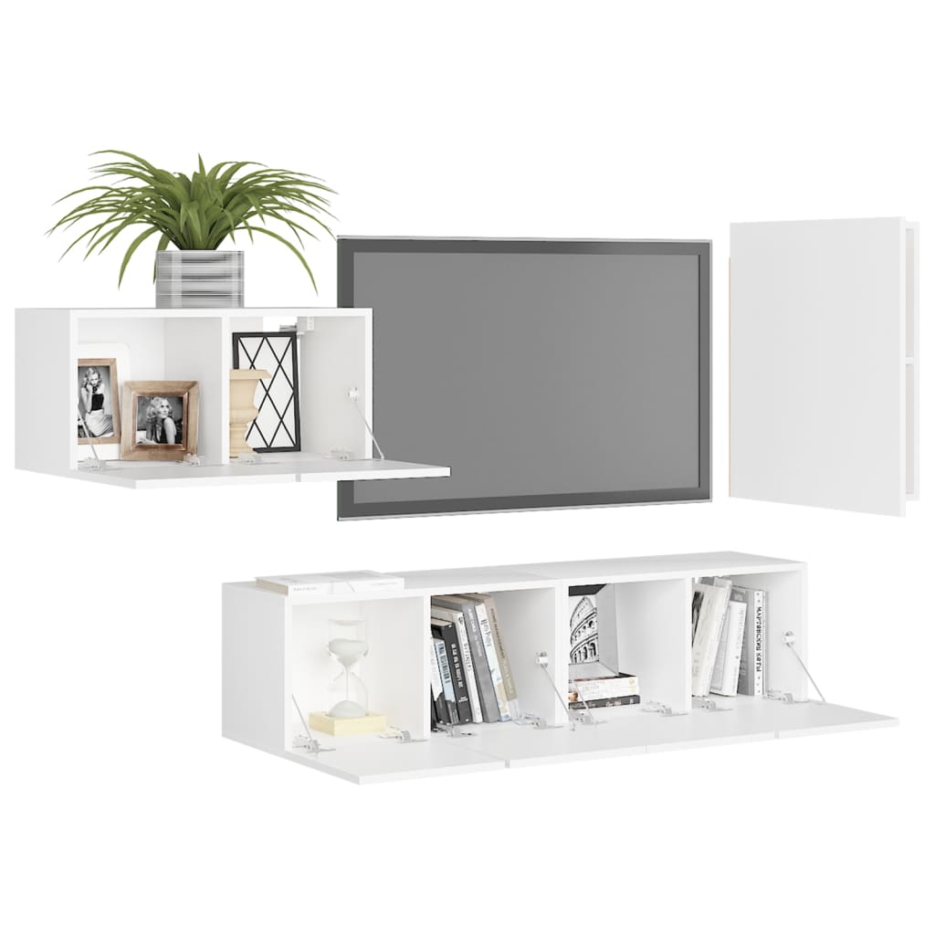 Ensemble de meubles TV 4 pcs Blanc Bois d'ingénierie - XIOS