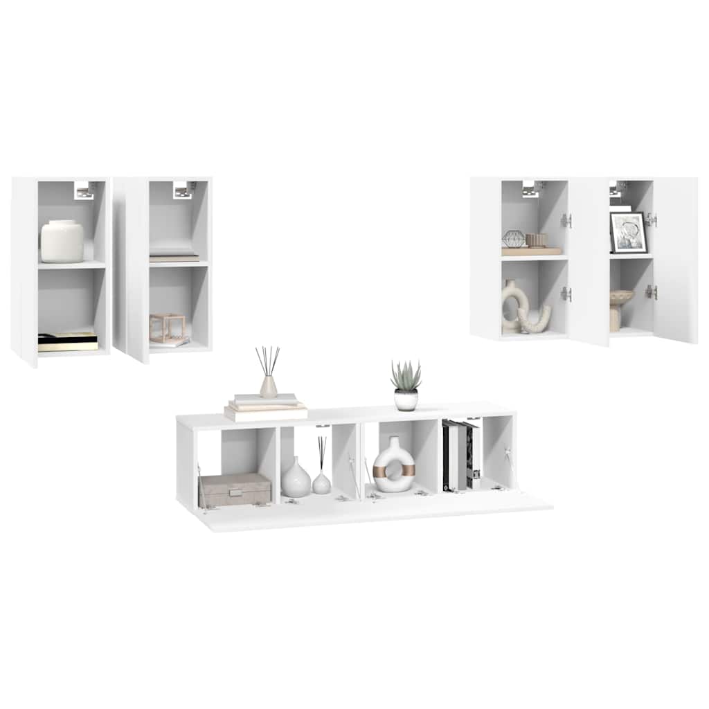 Ensemble de meubles TV 6 pcs Blanc Bois d'ingénierie