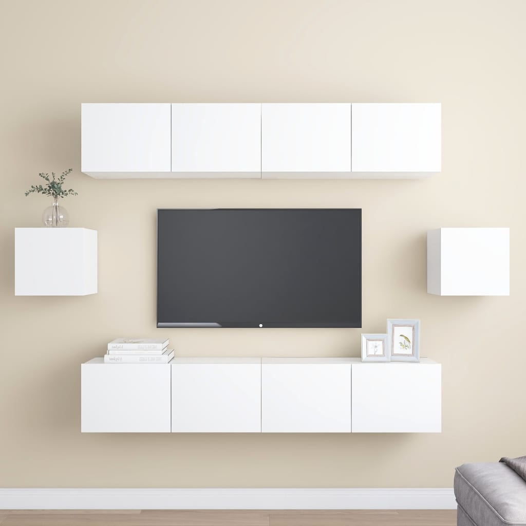 Ensemble de meubles TV 6 pcs Blanc Bois d'ingénierie - XIOS