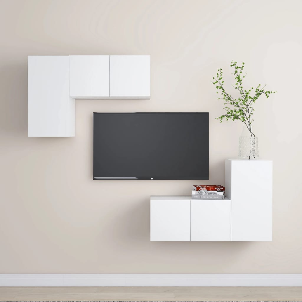 Ensemble de meubles TV 4 pcs Blanc Bois d'ingénierie - XIOS