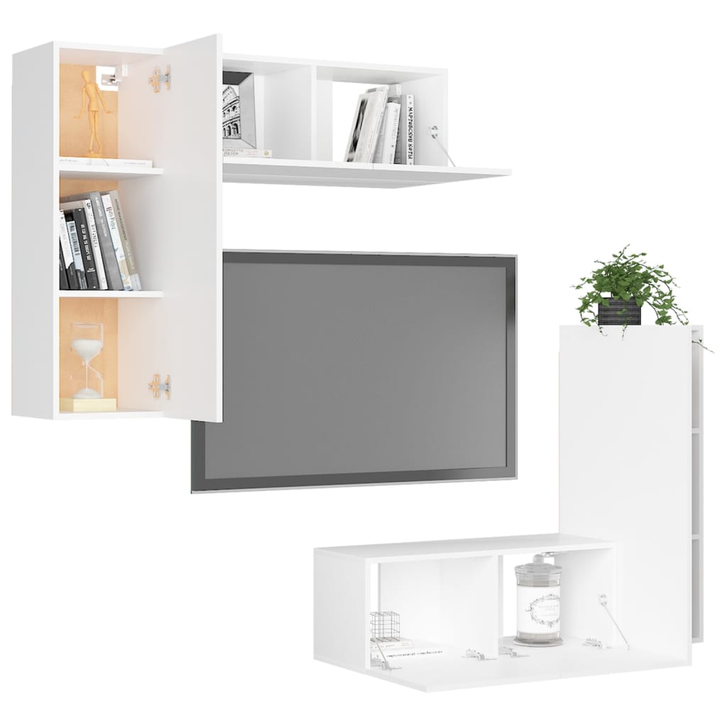 Ensemble de meubles TV 4 pcs Blanc Bois d'ingénierie - XIOS