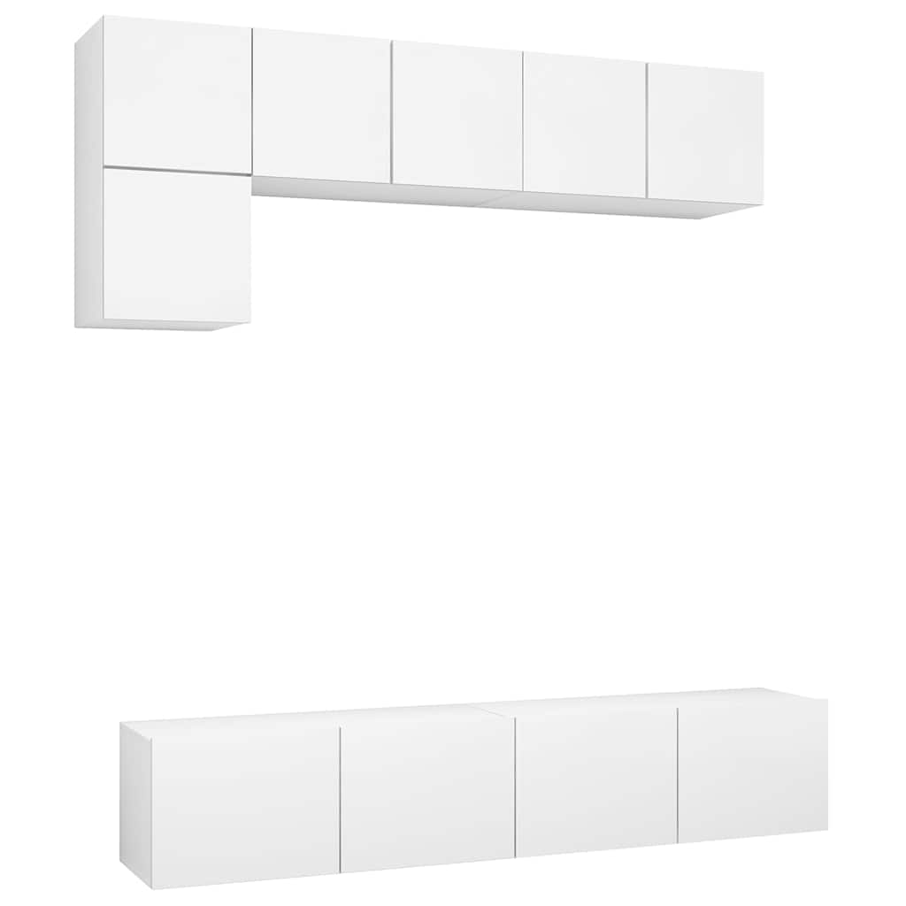 Ensemble de meubles TV 5 pcs Blanc Bois d'ingénierie