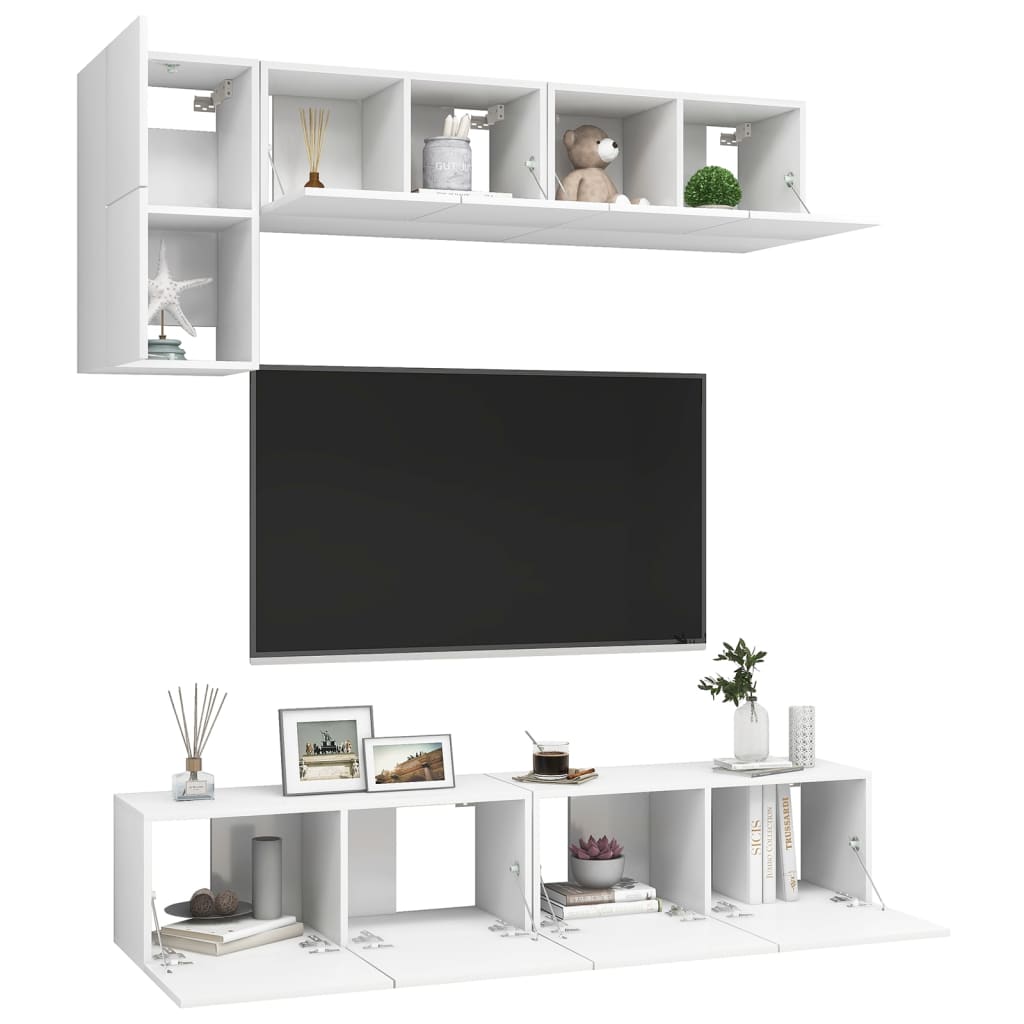 Ensemble de meubles TV 5 pcs Blanc Bois d'ingénierie - XIOS
