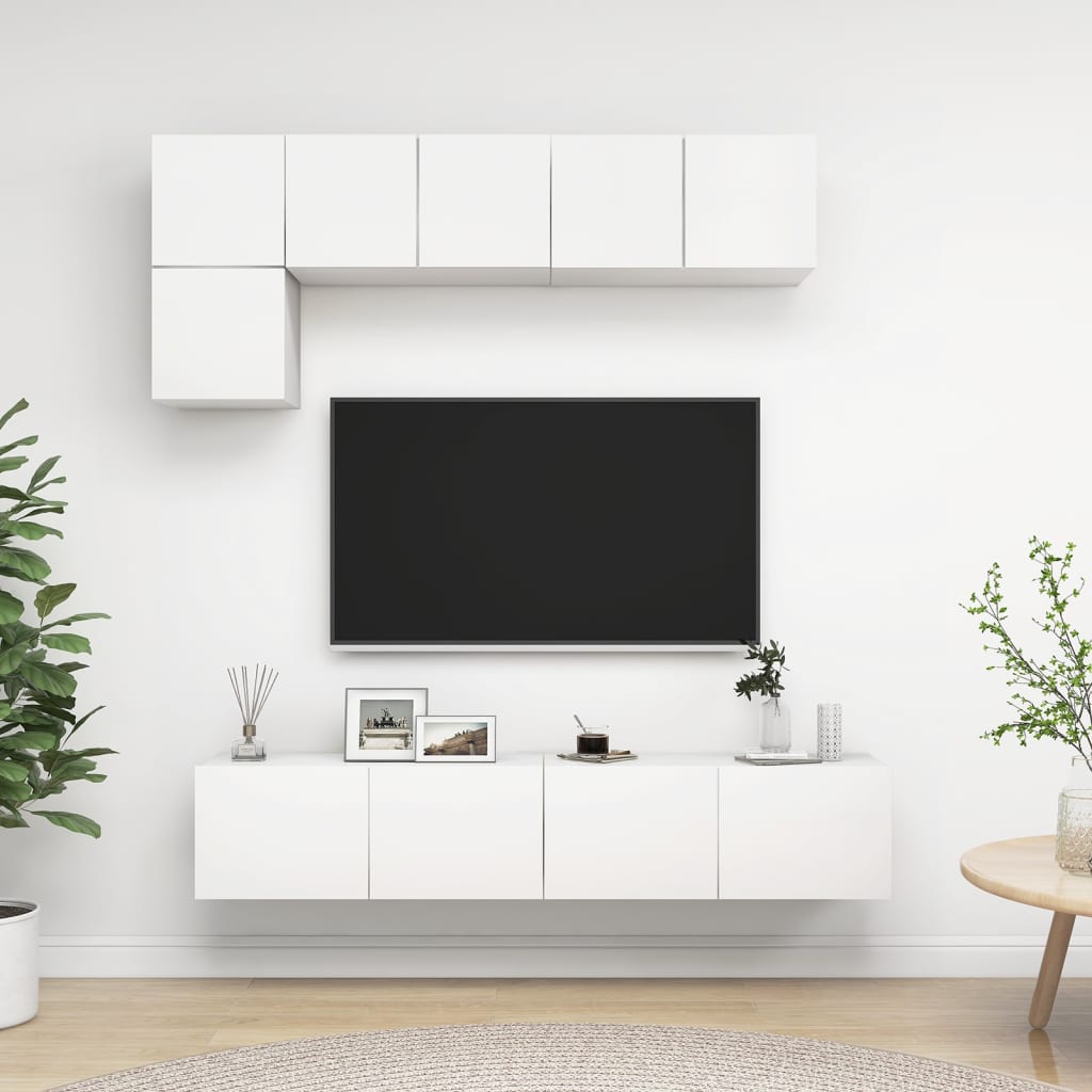 Ensemble de meubles TV 5 pcs Blanc Bois d'ingénierie - XIOS