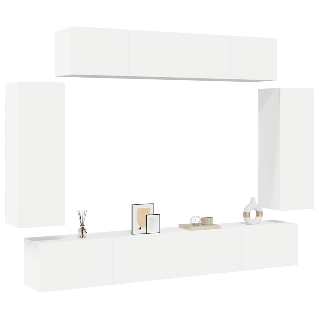 Ensemble de meuble TV 6 pcs Blanc Bois d'ingénierie - XIOS