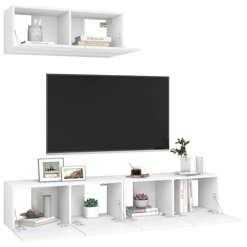 Meubles TV 3 pcs Blanc Bois d'ingénierie - XIOS