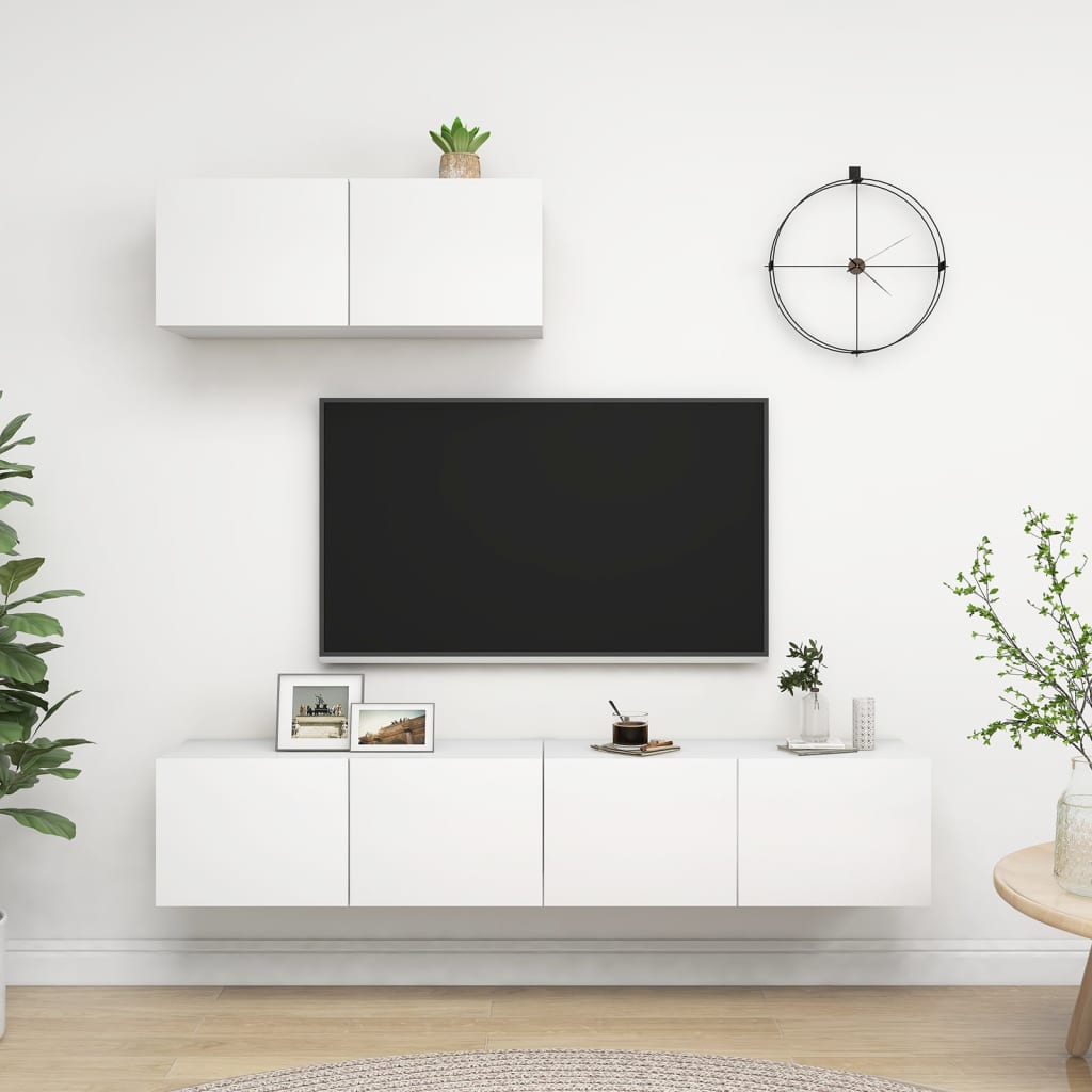 Meubles TV 3 pcs Blanc Bois d'ingénierie - XIOS