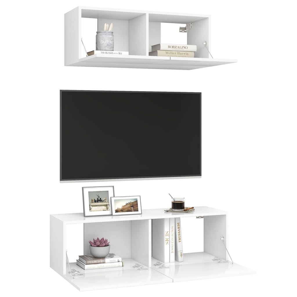 Ensemble de meubles TV 2 pcs Blanc Bois d'ingénierie - XIOS
