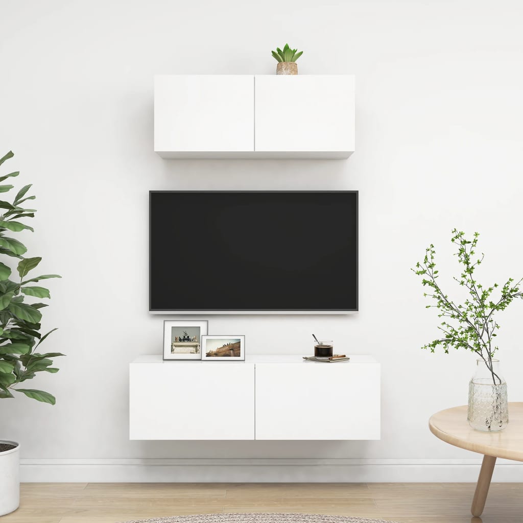 Ensemble de meubles TV 2 pcs Blanc Bois d'ingénierie - XIOS