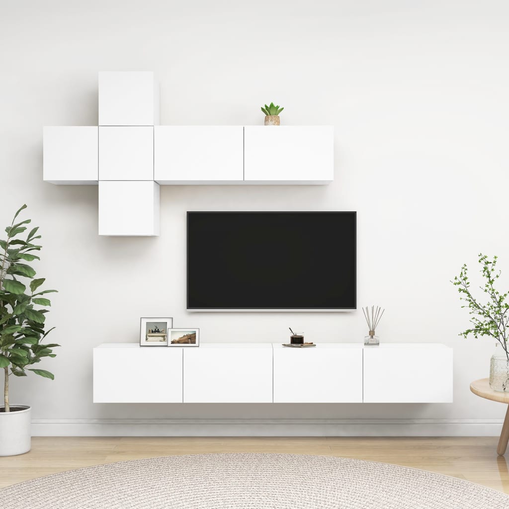 Ensemble de meuble TV 7 pcs Blanc Bois d'ingénierie - XIOS