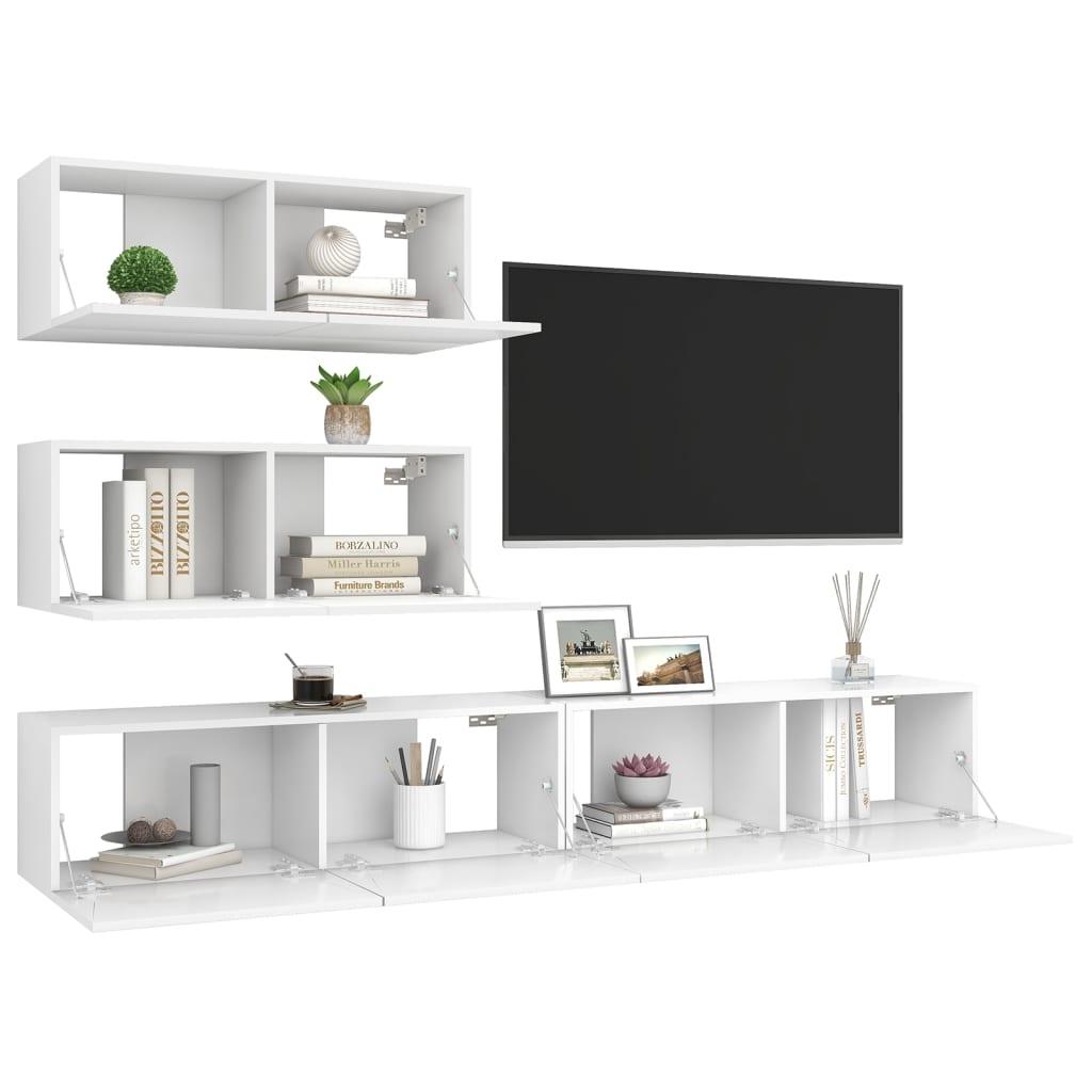 Ensemble de meubles TV 4 pcs Blanc Bois d'ingénierie - XIOS
