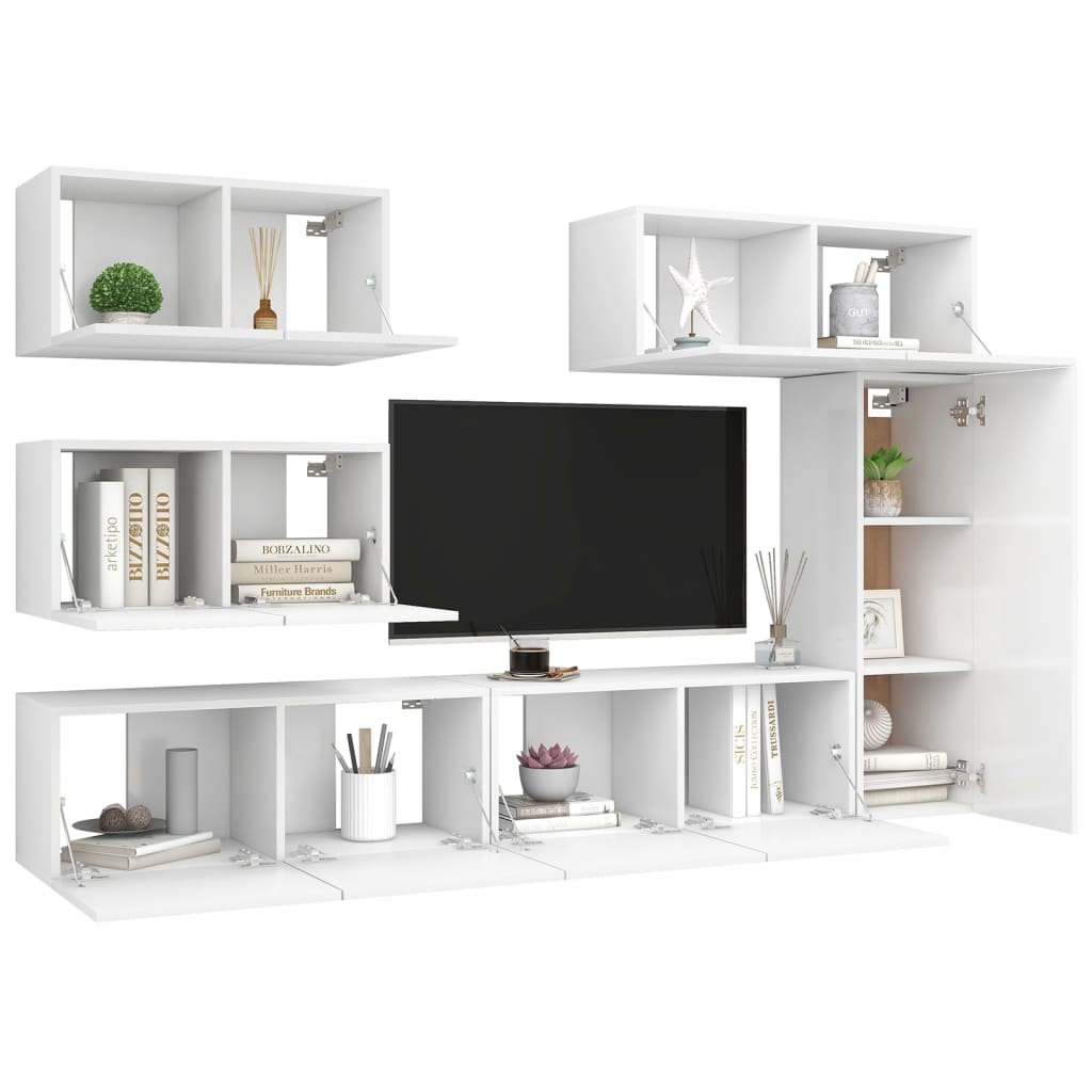 Ensemble de meubles TV 6 pcs Blanc Bois d'ingénierie - XIOS