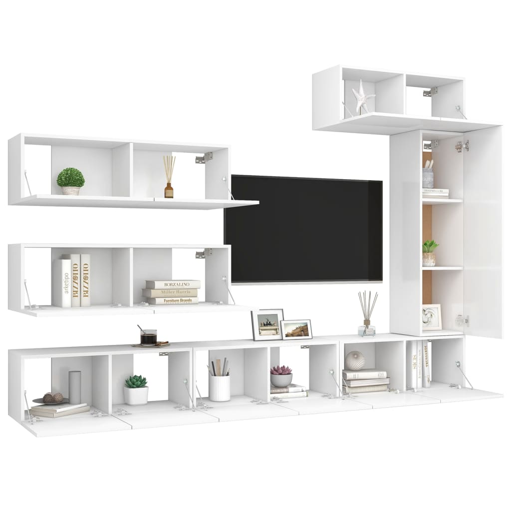 Ensemble de meubles TV 7 pcs Blanc Bois d'ingénierie - XIOS