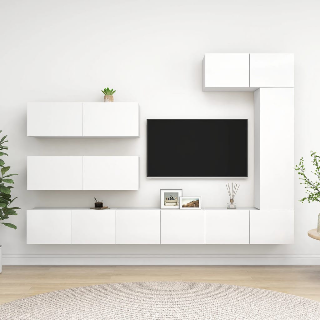 Ensemble de meubles TV 7 pcs Blanc Bois d'ingénierie - XIOS