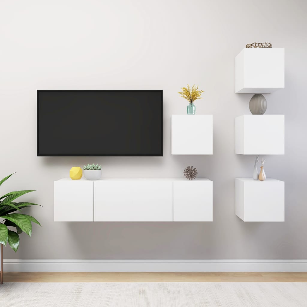 Ensemble de meubles TV 6 pcs Blanc Bois d'ingénierie - XIOS