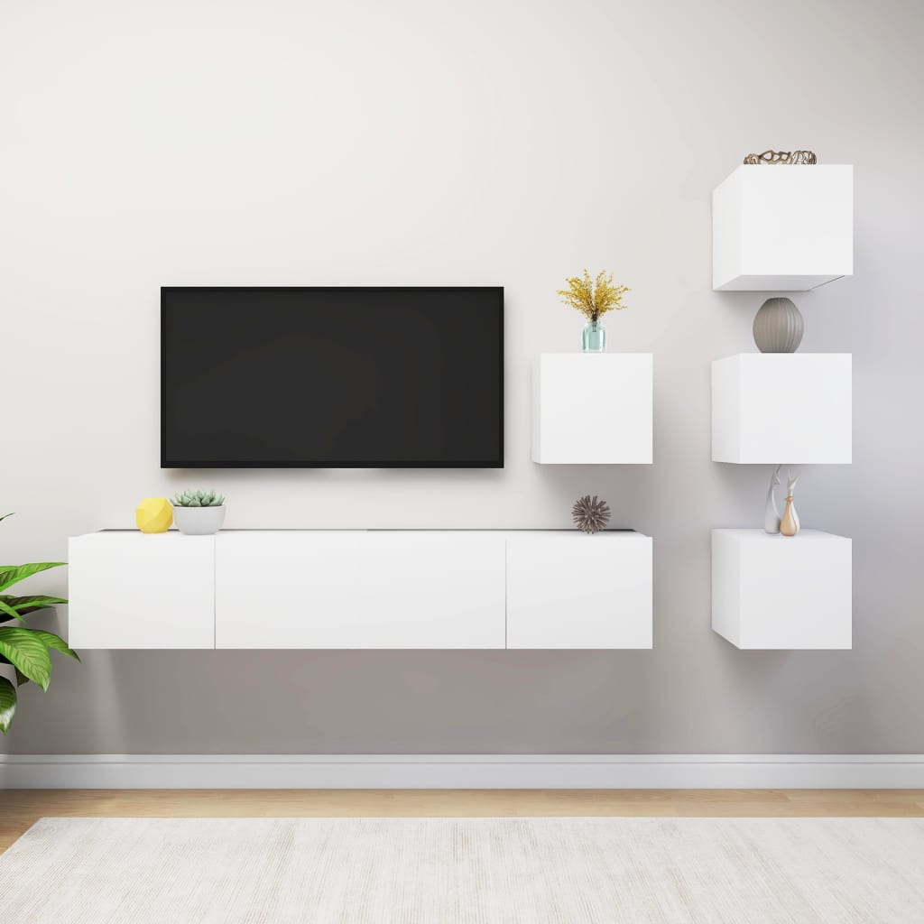 Ensemble de meuble TV 6 pcs Blanc Bois d'ingénierie - XIOS