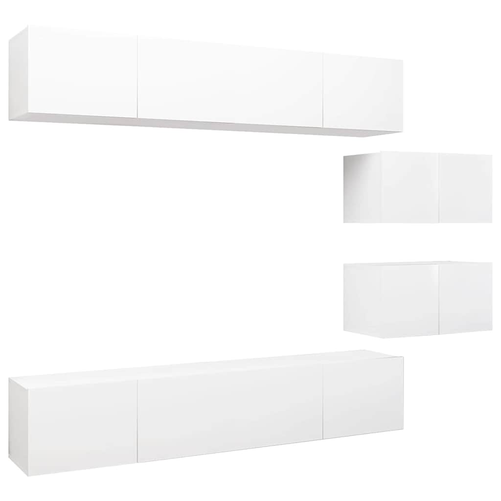 Ensemble de meubles TV 6 pcs Blanc Bois d'ingénierie