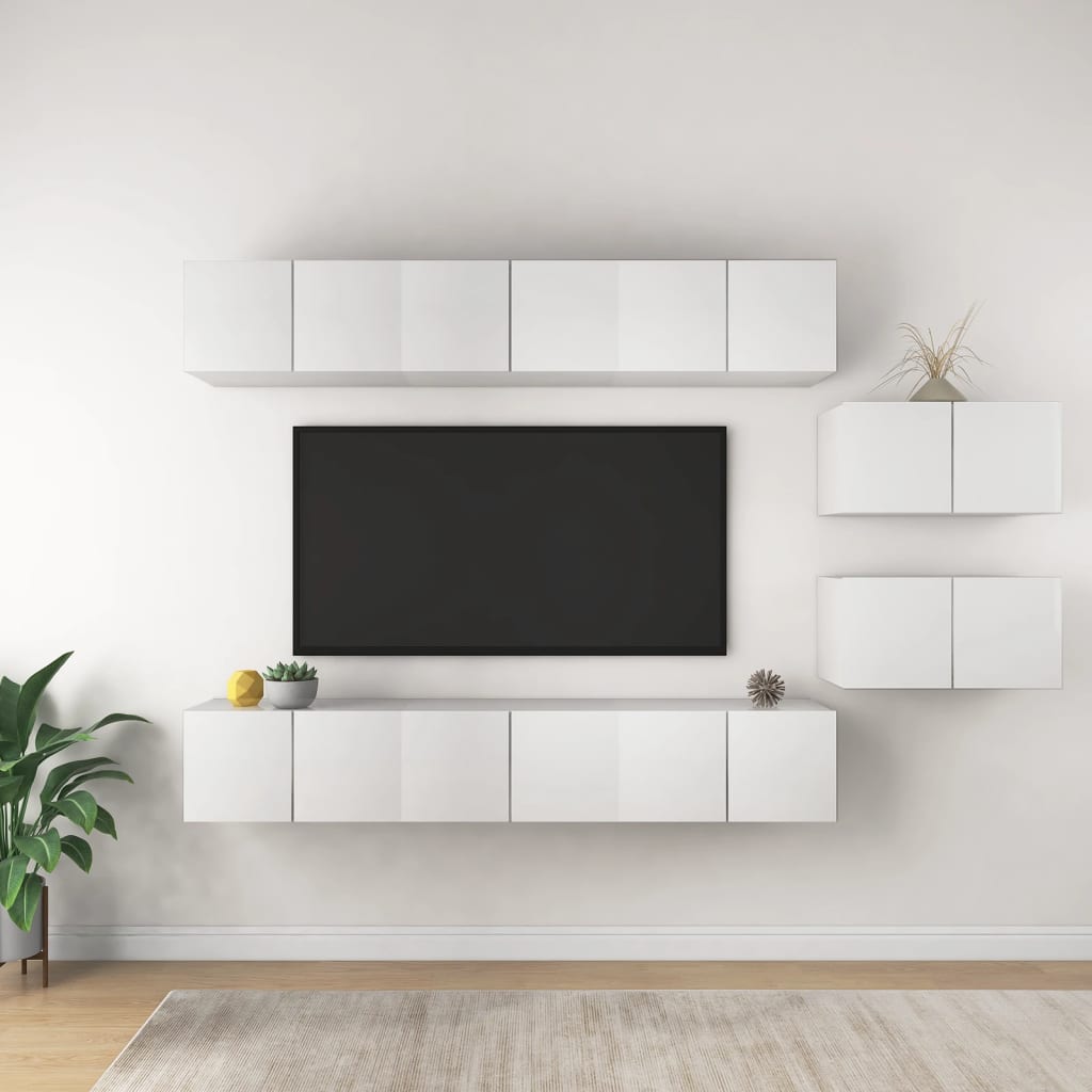 Meubles TV 8 pcs Blanc Bois d'ingénierie - XIOS
