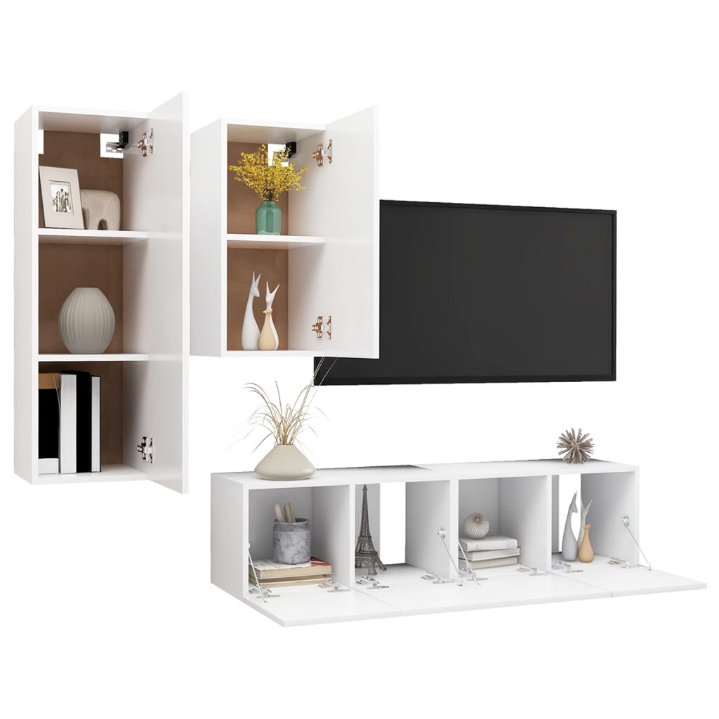 Ensemble de meubles TV 4 pcs Blanc Bois d'ingénierie - XIOS