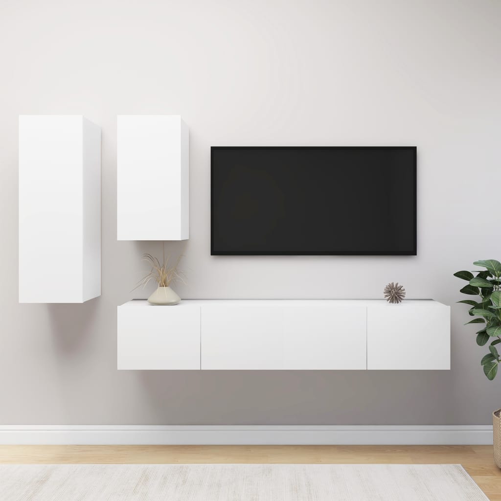Ensemble de meubles TV 4 pcs Blanc Bois d'ingénierie - XIOS