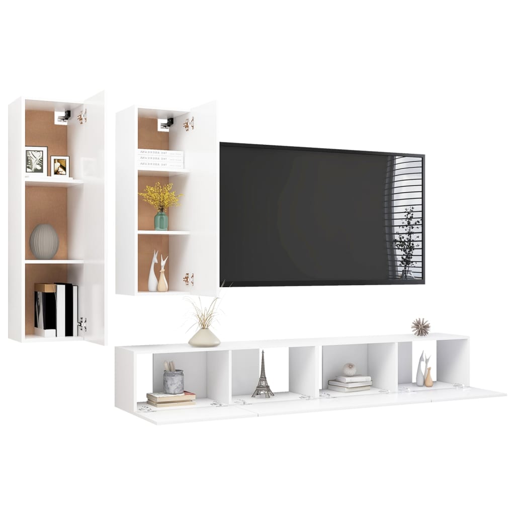 Ensemble de meuble TV 4 pcs Blanc Bois d'ingénierie - XIOS