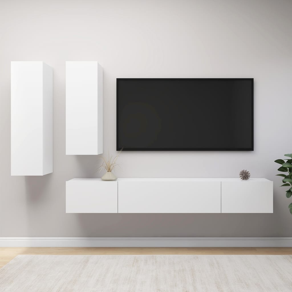 Ensemble de meuble TV 4 pcs Blanc Bois d'ingénierie - XIOS