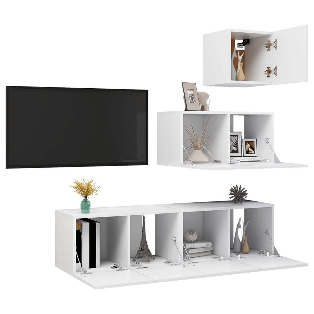 Ensemble de meubles TV 4 pcs Blanc Bois d'ingénierie - XIOS