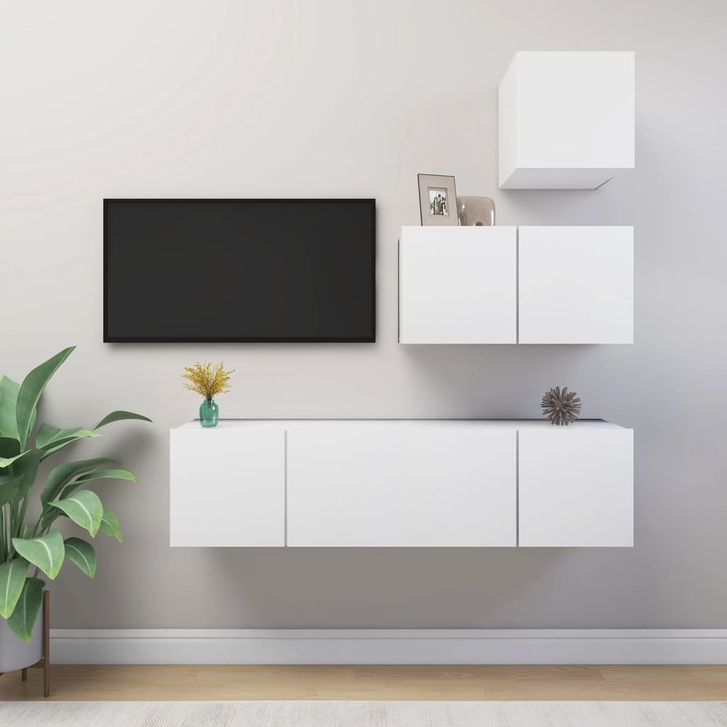 Ensemble de meubles TV 4 pcs Blanc Bois d'ingénierie - XIOS