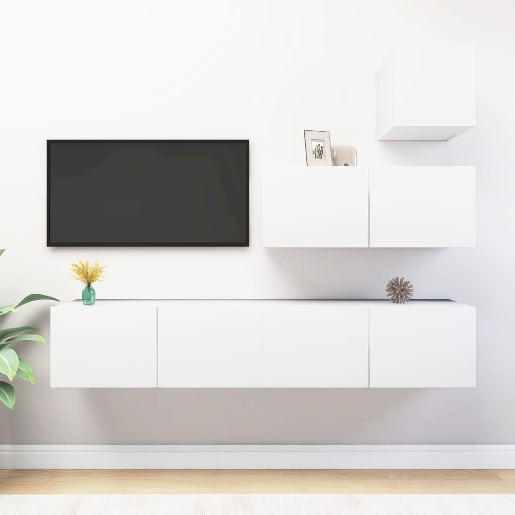 Ensemble de meubles TV 4 pcs Blanc Bois d'ingénierie - XIOS