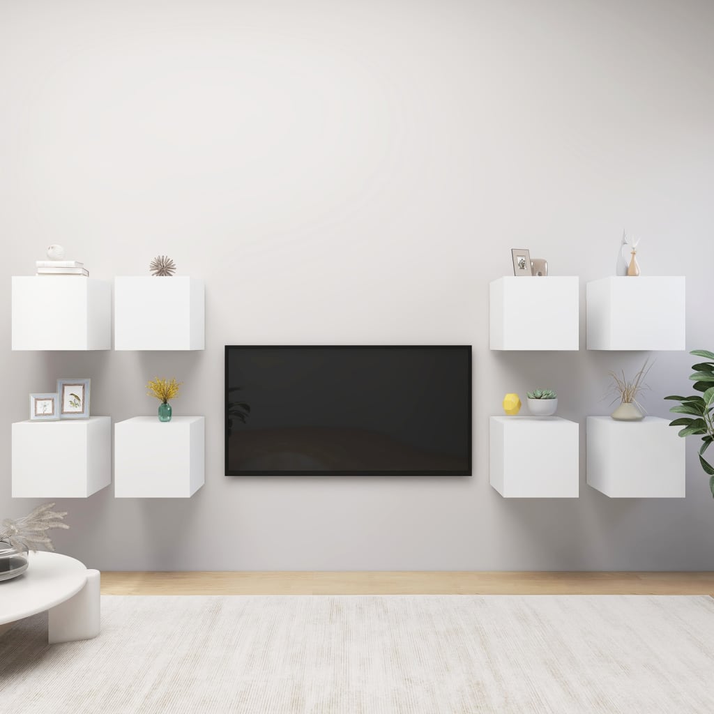 Meubles TV muraux 8 pcs Blanc 30,5x30x30 cm - XIOS