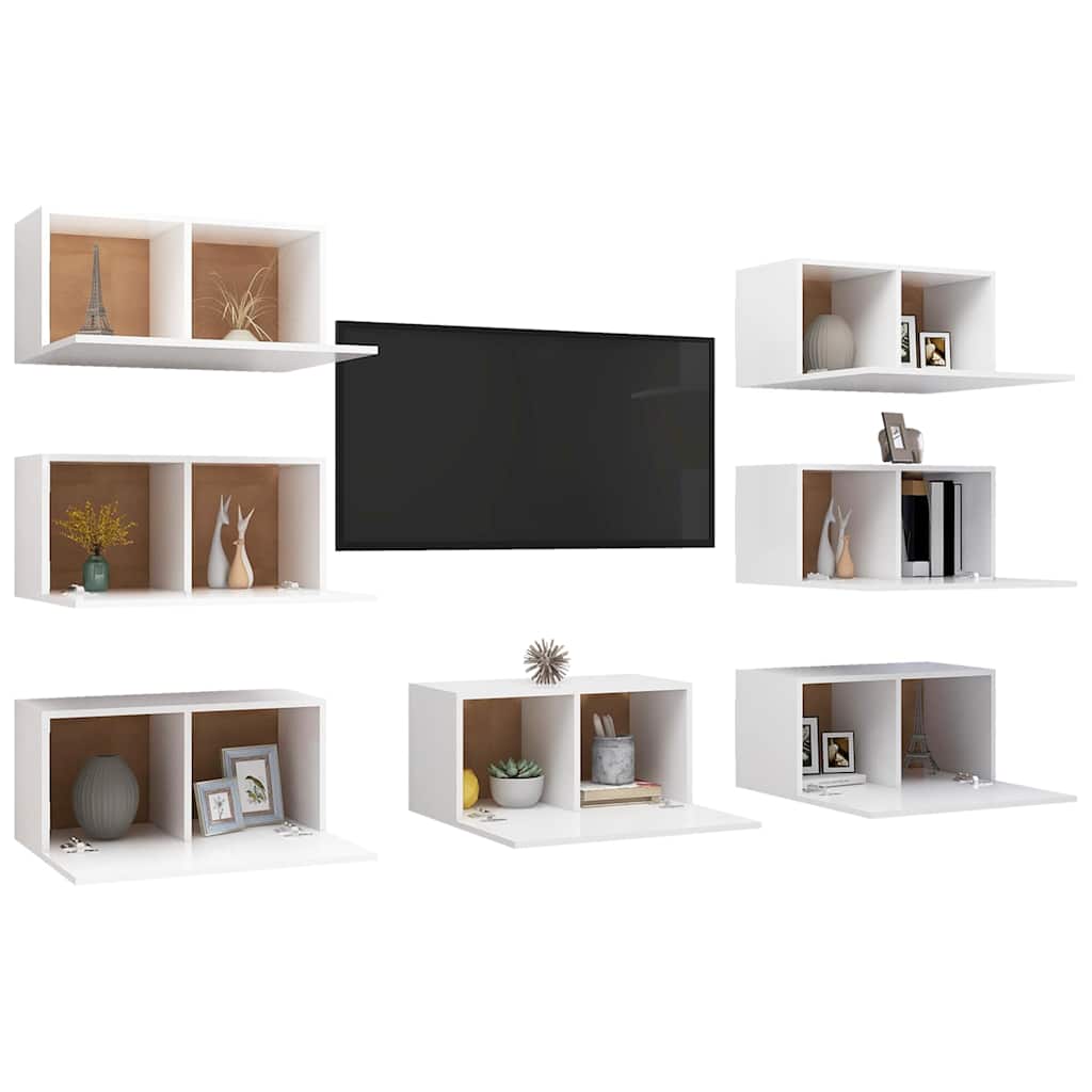 Meubles TV 7 pcs Blanc 30,5x30x60 cm Bois d'ingénierie - XIOS