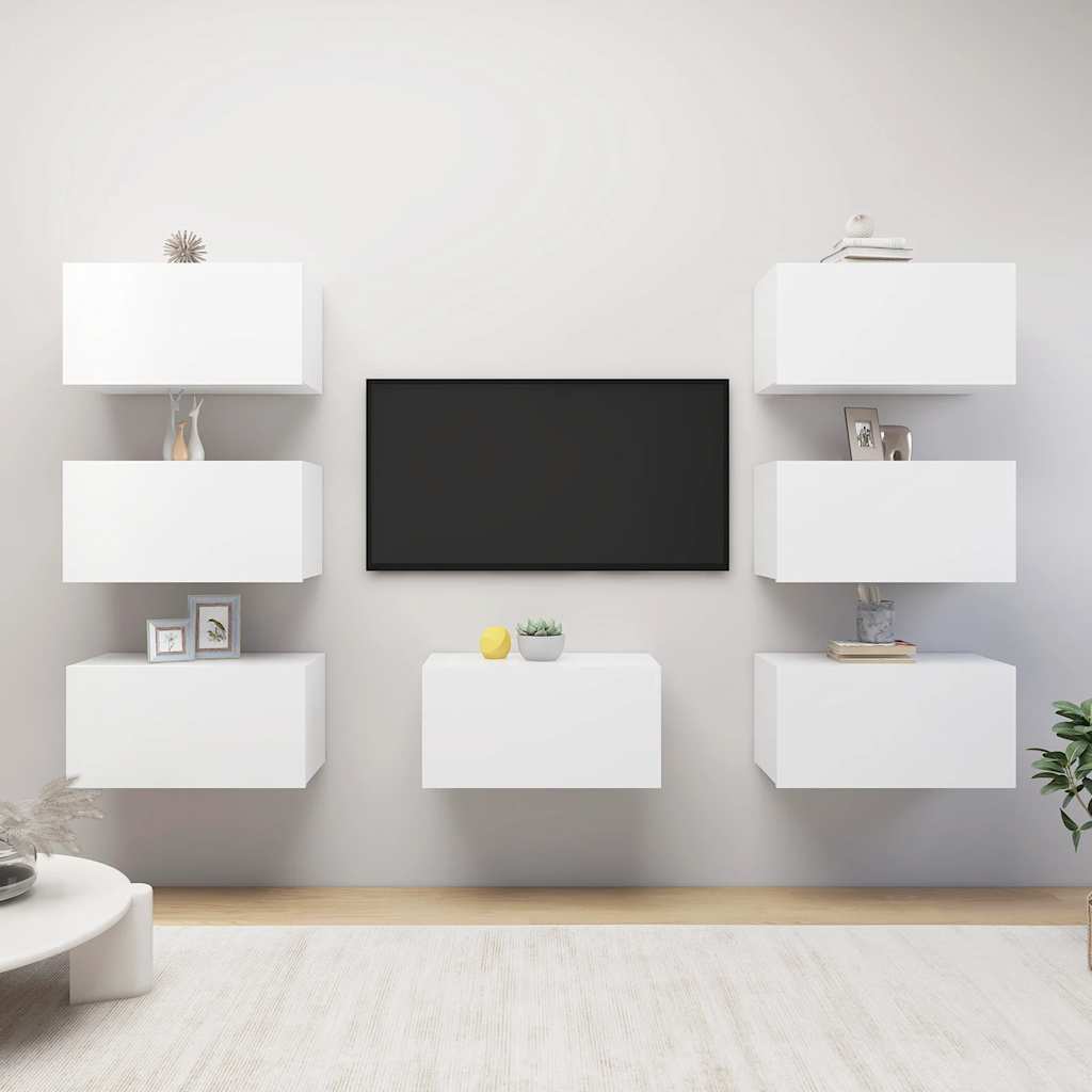 Meubles TV 7 pcs Blanc 30,5x30x60 cm Bois d'ingénierie - XIOS