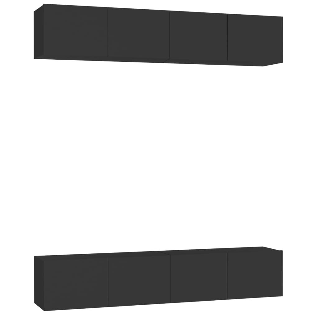 Meubles TV 4 pcs Noir 80x30x30 cm Bois d'ingénierie - XIOS