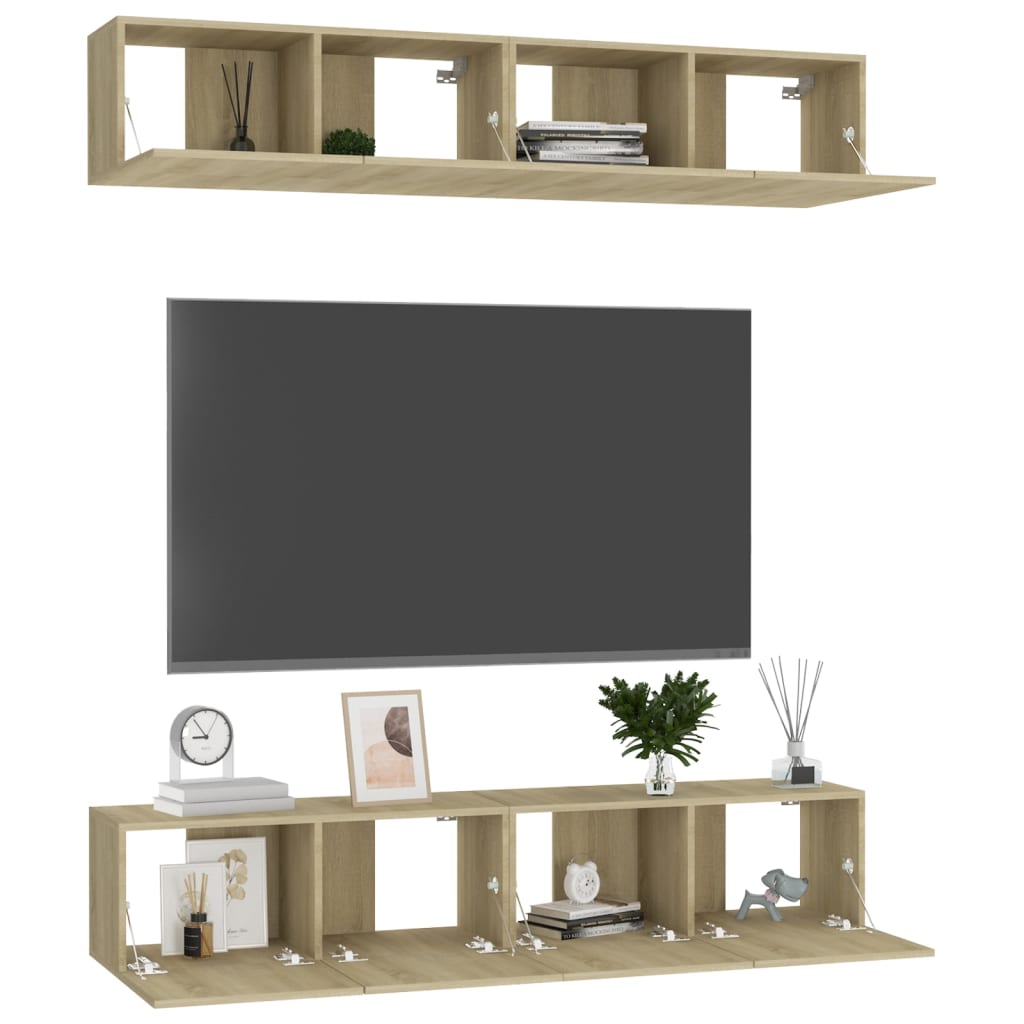 Meubles TV 4 pcs Chêne sonoma 80x30x30 cm Bois d'ingénierie - XIOS