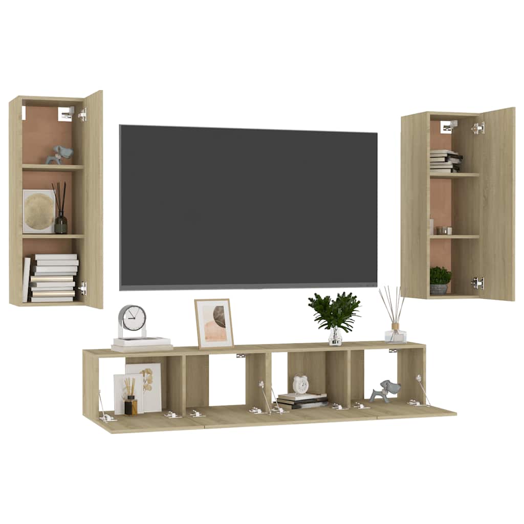 Ensemble de meubles TV 4 pcs Chêne sonoma Bois d'ingénierie - XIOS
