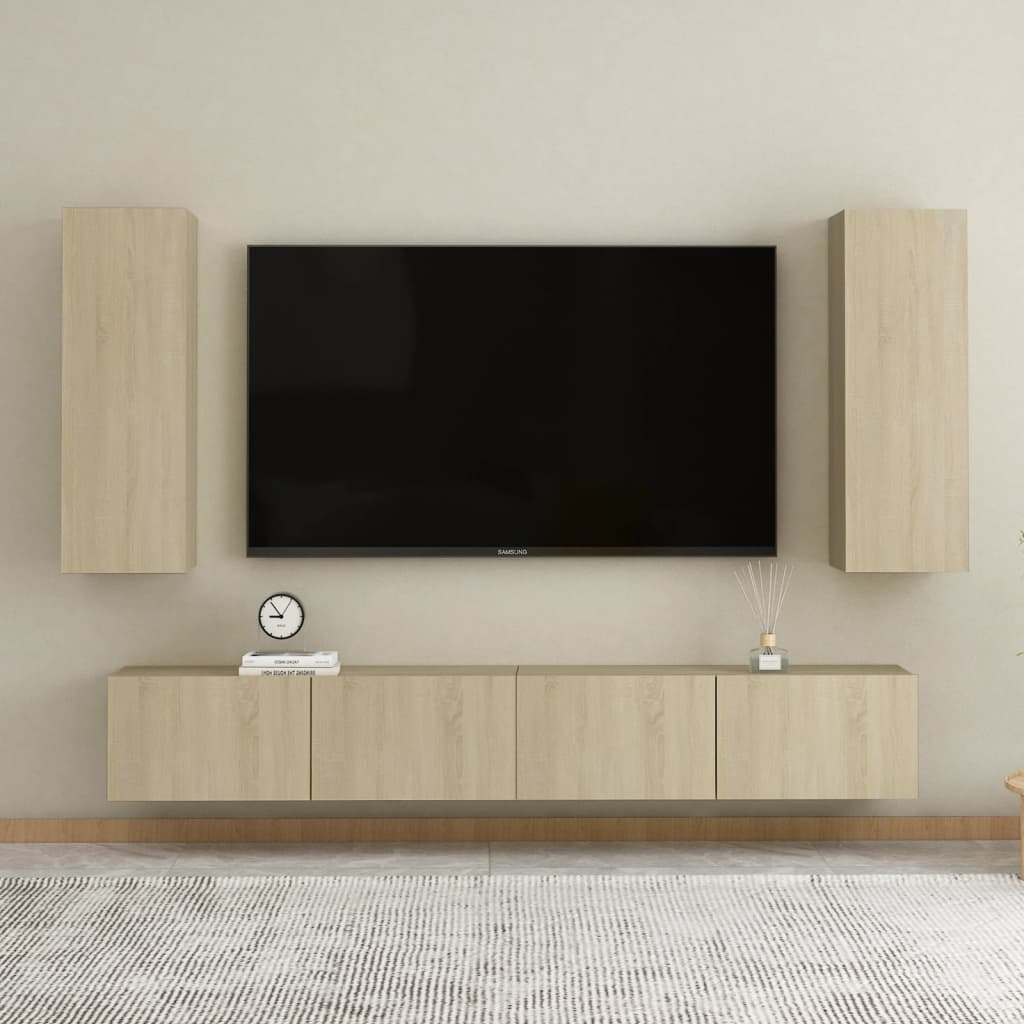 Ensemble de meubles TV 4 pcs Chêne sonoma Bois d'ingénierie - XIOS