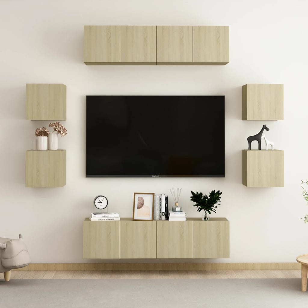 Ensemble de meubles TV 8 pcs Chêne sonoma Bois d'ingénierie - XIOS