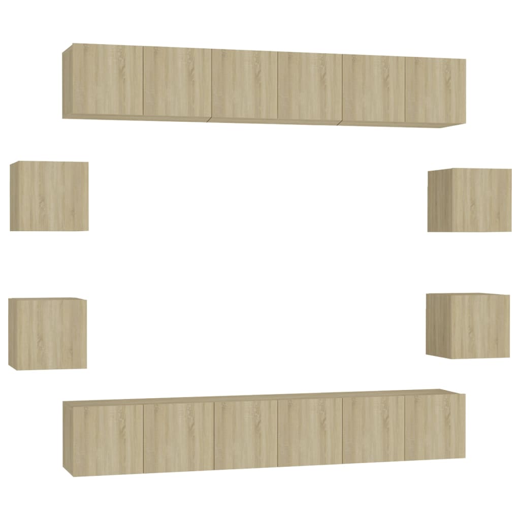 Ensemble de meubles TV 10 pcs Chêne sonoma Bois d'ingénierie - XIOS