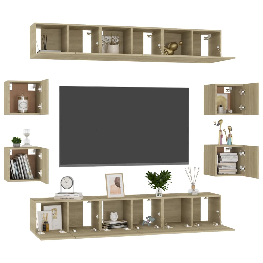 Ensemble de meubles TV 10 pcs Chêne sonoma Bois d'ingénierie