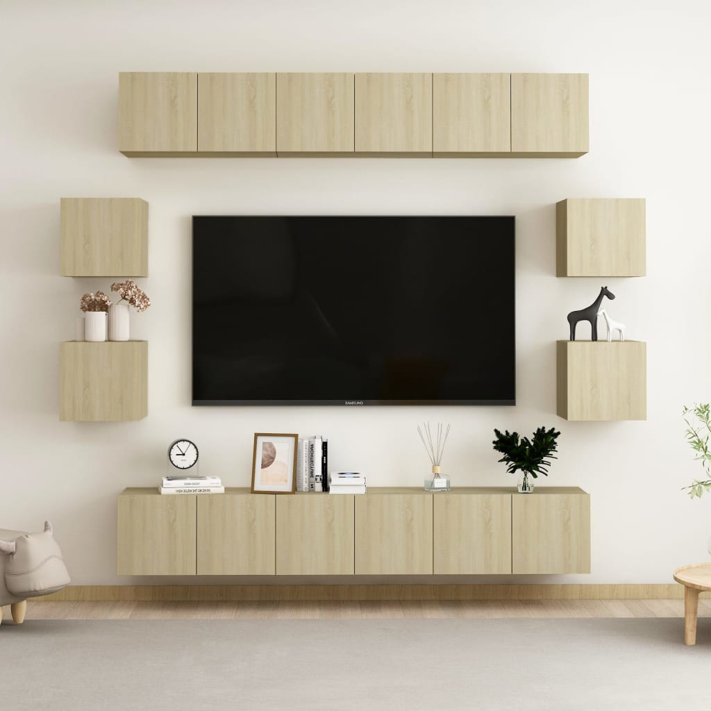 Ensemble de meubles TV 10 pcs Chêne sonoma Bois d'ingénierie - XIOS