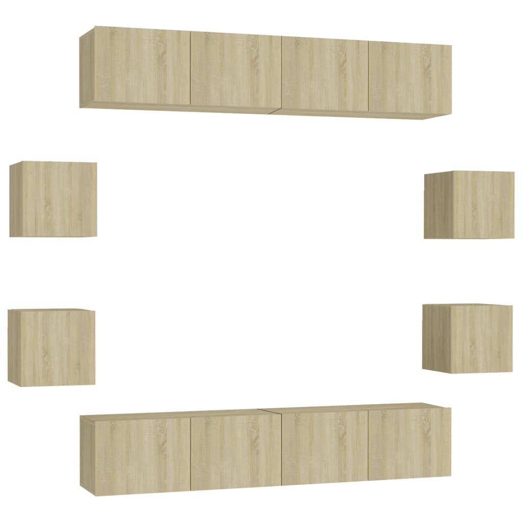 Ensemble de meubles TV 8 pcs Chêne sonoma Bois d'ingénierie - XIOS