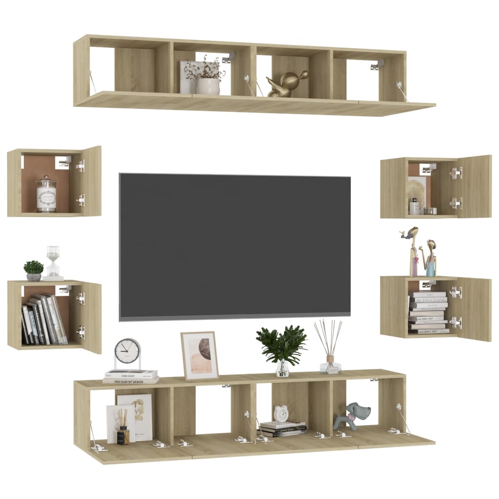 Ensemble de meubles TV 8 pcs Chêne sonoma Bois d'ingénierie - XIOS