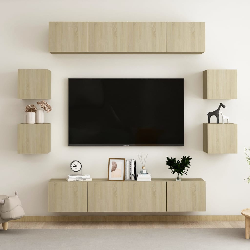 Ensemble de meubles TV 8 pcs Chêne sonoma Bois d'ingénierie - XIOS