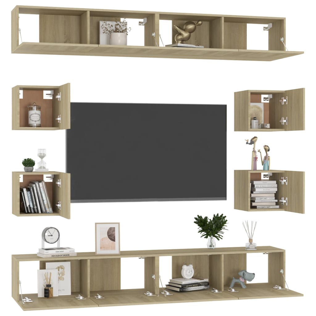 Ensemble de meubles TV 8 pcs Chêne sonoma Bois d'ingénierie - XIOS
