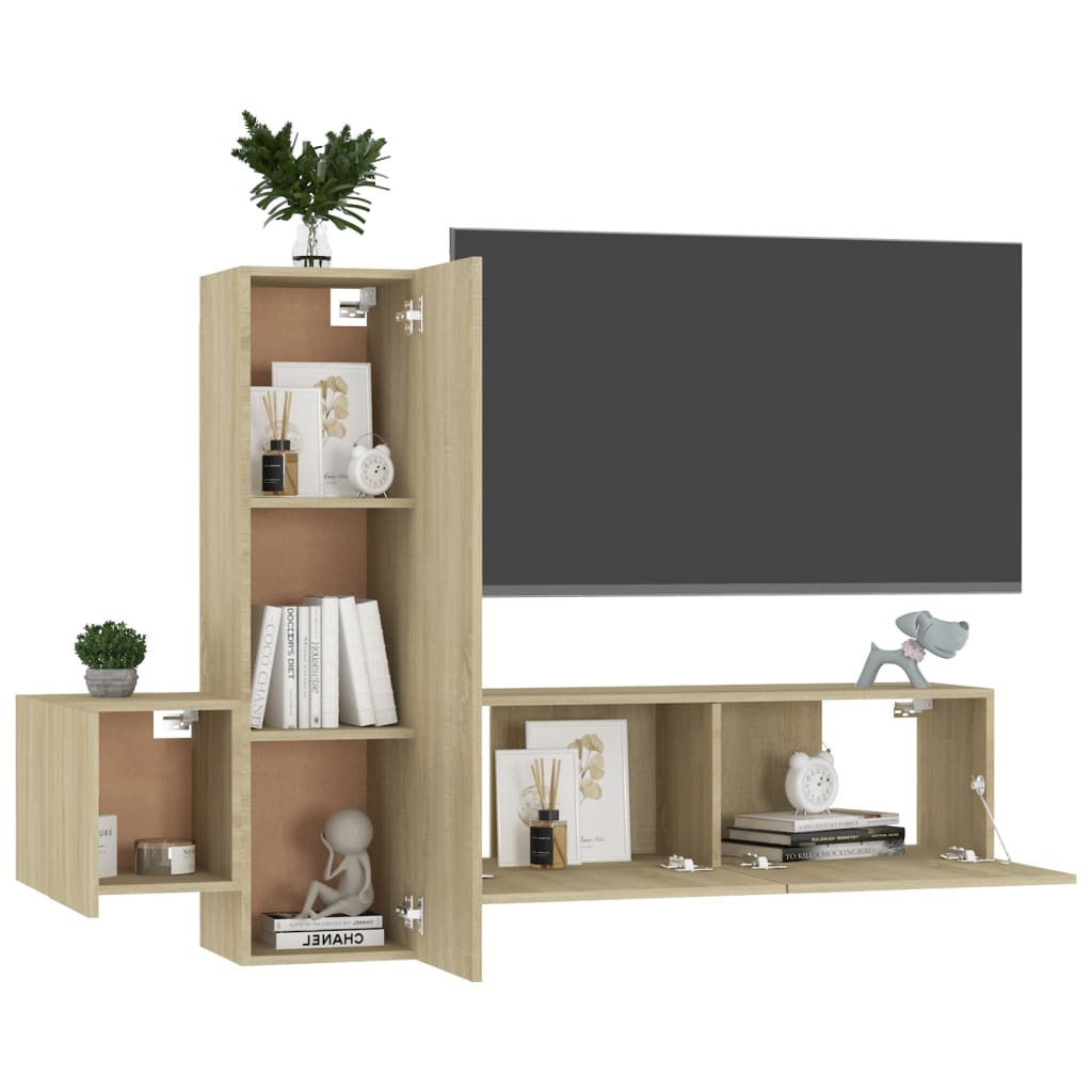 Ensemble de meubles TV 3 pcs Chêne sonoma Bois d'ingénierie - XIOS