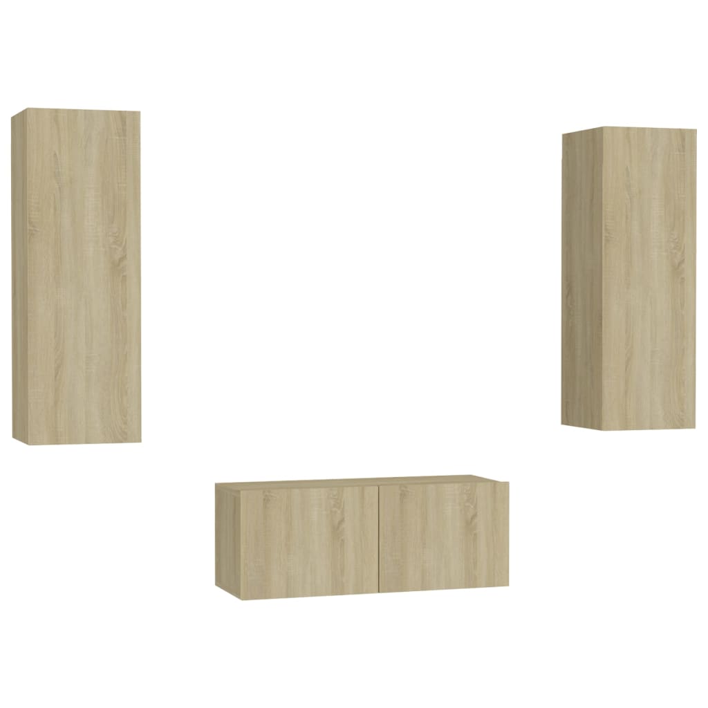 Ensemble de meubles TV 3 pcs Chêne sonoma Bois d'ingénierie - XIOS