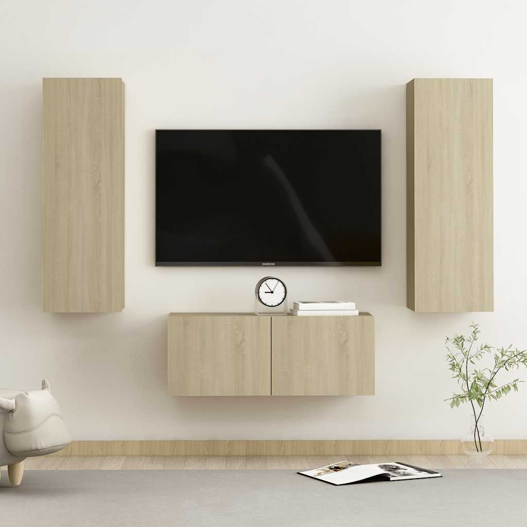 Ensemble de meubles TV 3 pcs Chêne sonoma Bois d'ingénierie - XIOS