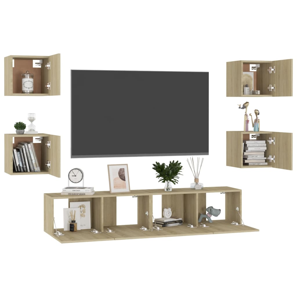 Ensemble de meubles TV 6 pcs Chêne sonoma Bois d'ingénierie - XIOS