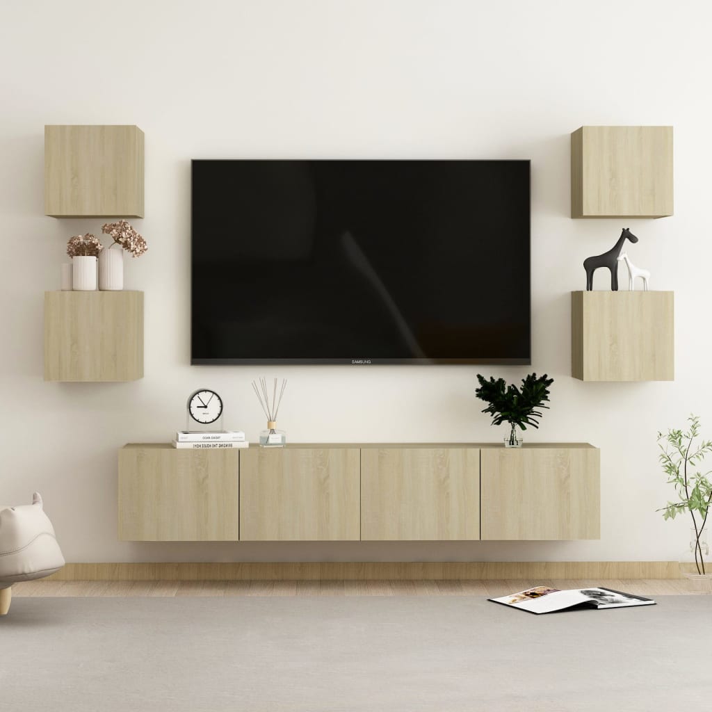 Ensemble de meubles TV 6 pcs Chêne sonoma Bois d'ingénierie - XIOS